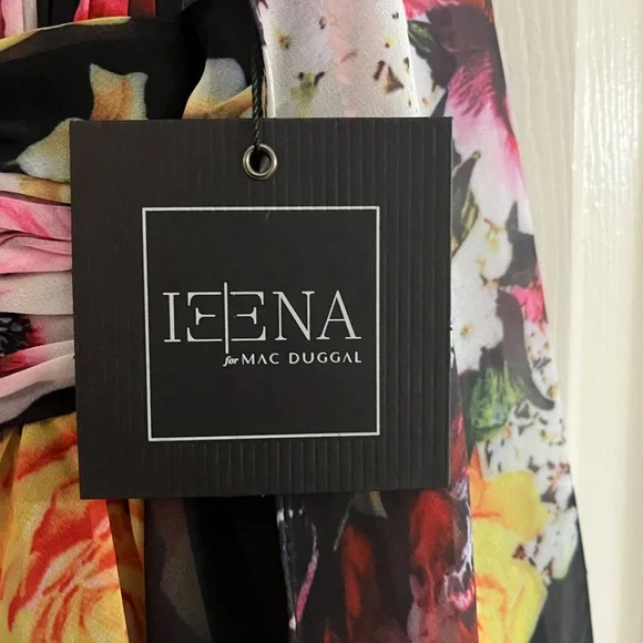 IEENA for Mac Duggal NWT #55837 Floral Bow Strap V-Neck Mini Dress Size 2 - Picture 7 of 14